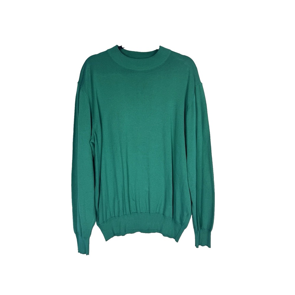Saks Mens Medium Mock Neck Sweater Cotton Quiet Luxury Classic Italy Lightweight